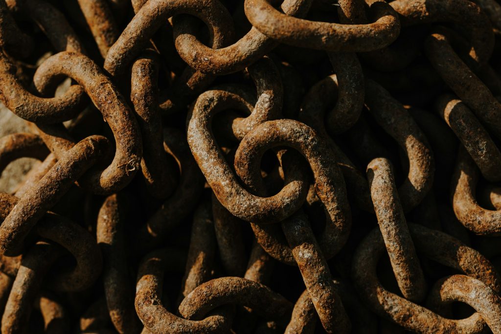 Chatarra ferrosa FE Imagen de cadenas de fierro oxidado para enviar a chatarra